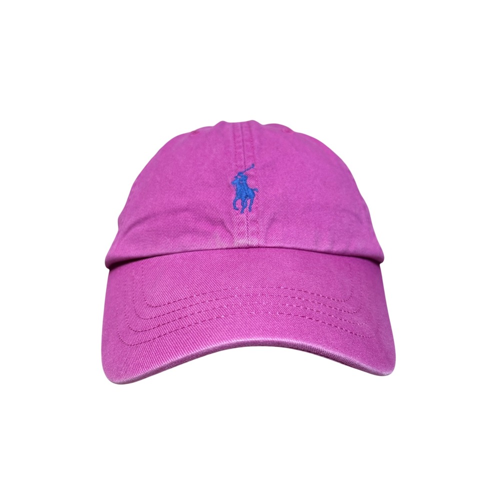 Polo Ralph Lauren Hat Mens OS Magenta Pink Blue Pony Logo Adjustable Dad Cap